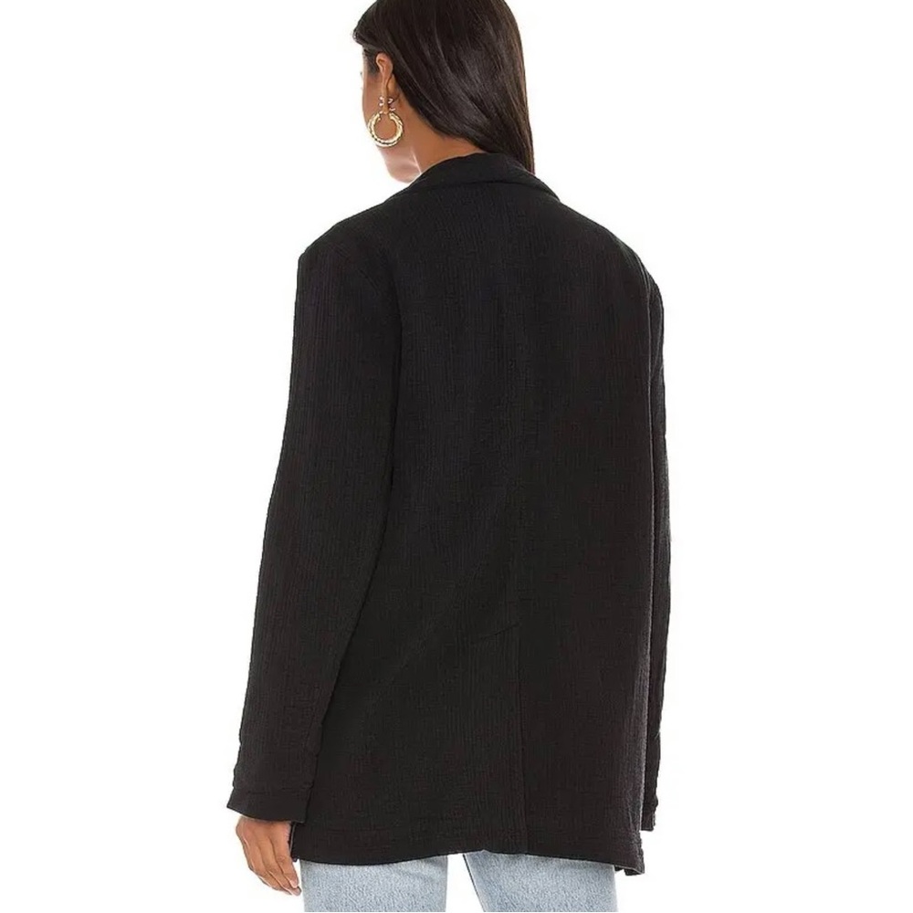 Free People Rowan Blazer 100% Cotton Black Two Front Button Size XS - Picture 4 of 15